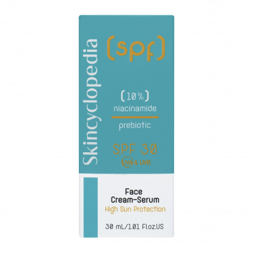 SPF 30 Sun Protection Anti-Blemish Face Cream-Serum with 10% Niacinamide, a Prebiotic, and a Mattifying Complex.